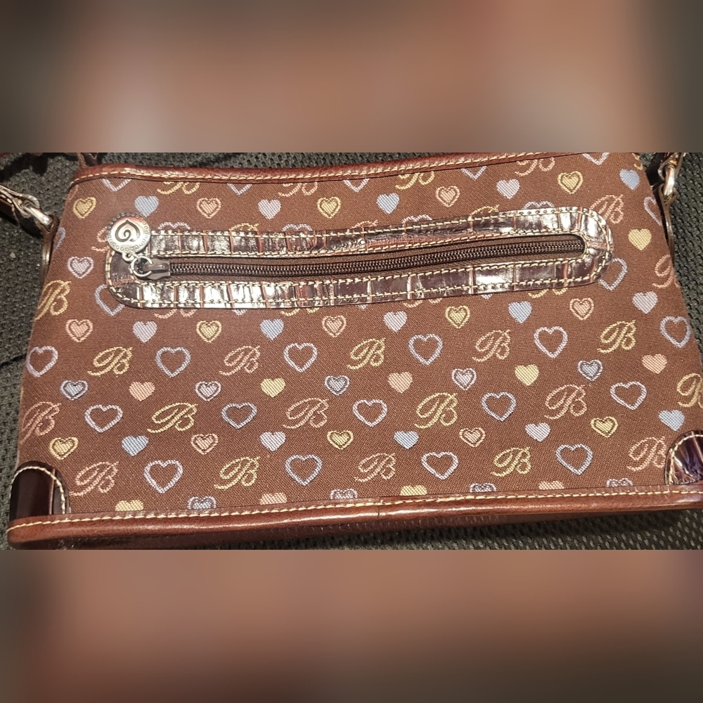 Brighton Brown Heart Pattern Women's Bag Purse Braided Strap - Picture 8 of 15
